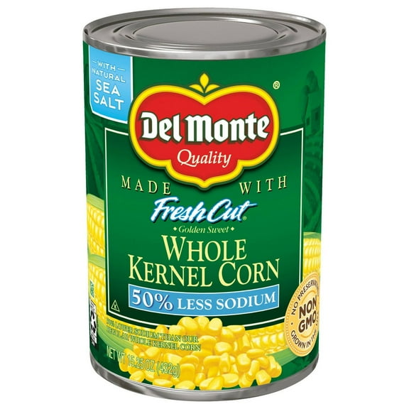 Del Monte Canned Fresh Cut Golden Kernel Corn, 15.25 Ounce Less Sodium 2000883 (Pack of 2)