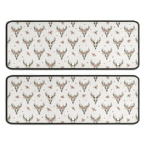 Kitchen Rugs Sets Of 2,White Deer Skull Flower Pattern Anti Fatigue Kitchen Mat Rugs Non Slip Washable,Decorative Kitchen Floor Mats for Kitchen,Sink,Laundry,17"x47" 17"x47"
