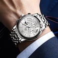 thumbnail image 5 of OLEVS Watches for Men, Mens Watches Quartz Silver Stainless Steel Waterproof Luminous Business Calendar Wrist Watch reloj para hombre, 5 of 12
