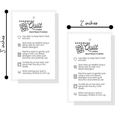 Handmade Quilt Care Instruction Cards - 30 Pack 2x3.5" Tags For Quilt Makers