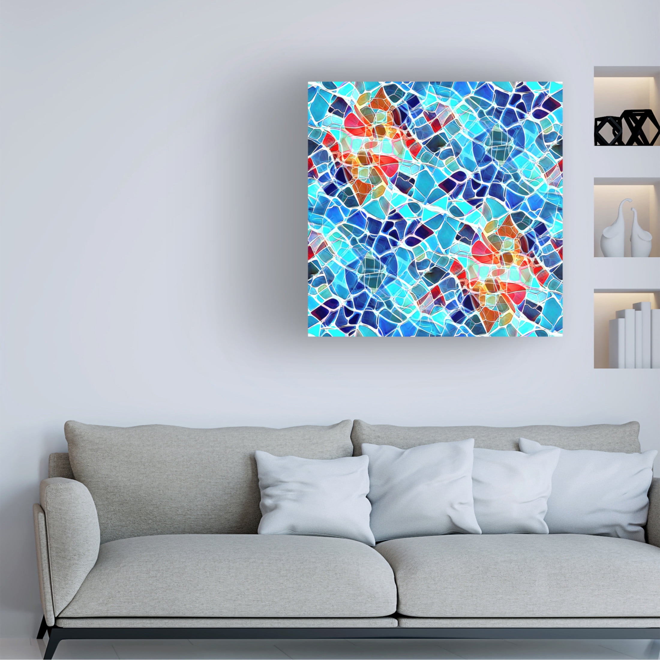 Canvas Wall Art - David Manlove 'Carribean Waters' Wall Art for Living Room, Bedroom, or Office Décor by Trademark Fine Art - 14 x 14 Inches