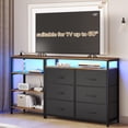 thumbnail image 4 of 53.5 Inches TV Stand for Bedroom with Power Outlets and LED Lights, TV Stand Dresser for 60 Inch TV, Changable L Shape TV Stand Dresser with Open Shelf, Black, 4 of 7