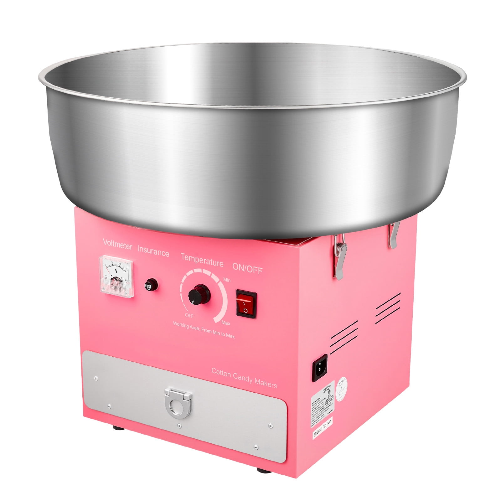 KFFKFF Electric Cotton Candy Machine, 1000W Commercial Candy Floss Maker with 20.5-inch Stainless Steel Bowl, Sugar Scoop, and Storage Drawer, Ideal for Home Use, Great for Kids' Parties