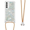thumbnail image 6 of for Samsung Galaxy S23 FE Clear Case with Crossbody Lanyard, Glitter Sparkly Bling Quicksand with Detachable Adjustable Shoulder Neck Strap Cover Cases for Samsung S23 FE QKG Silver, 6 of 7
