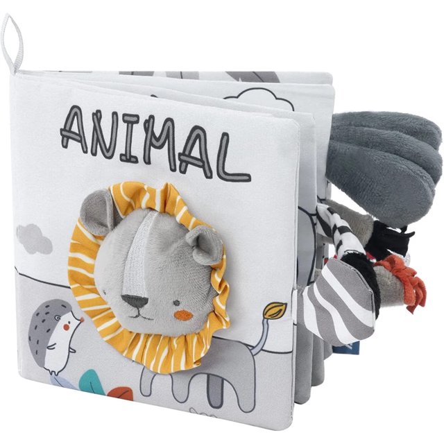 Cute Elephant Baby Cloth Book - Soft 3D Animal Tail with Sound, Sensory Fun Educational Interactive Toy - Perfect Gift for Baby