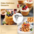 thumbnail image 6 of 40oz Stainless Steel Batter Dispenser, 1.2L Pancake Batter Dispenser with Stand, Batter Funnel with 4 Nozzles, Brush, Whisk, for Cupcake, Waffle, Crepes, Baking, Breakfast Prep, 6 of 6