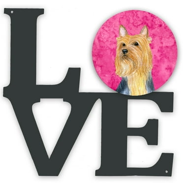 Pink Silky Terrier Metal Wall Artwork LOVE