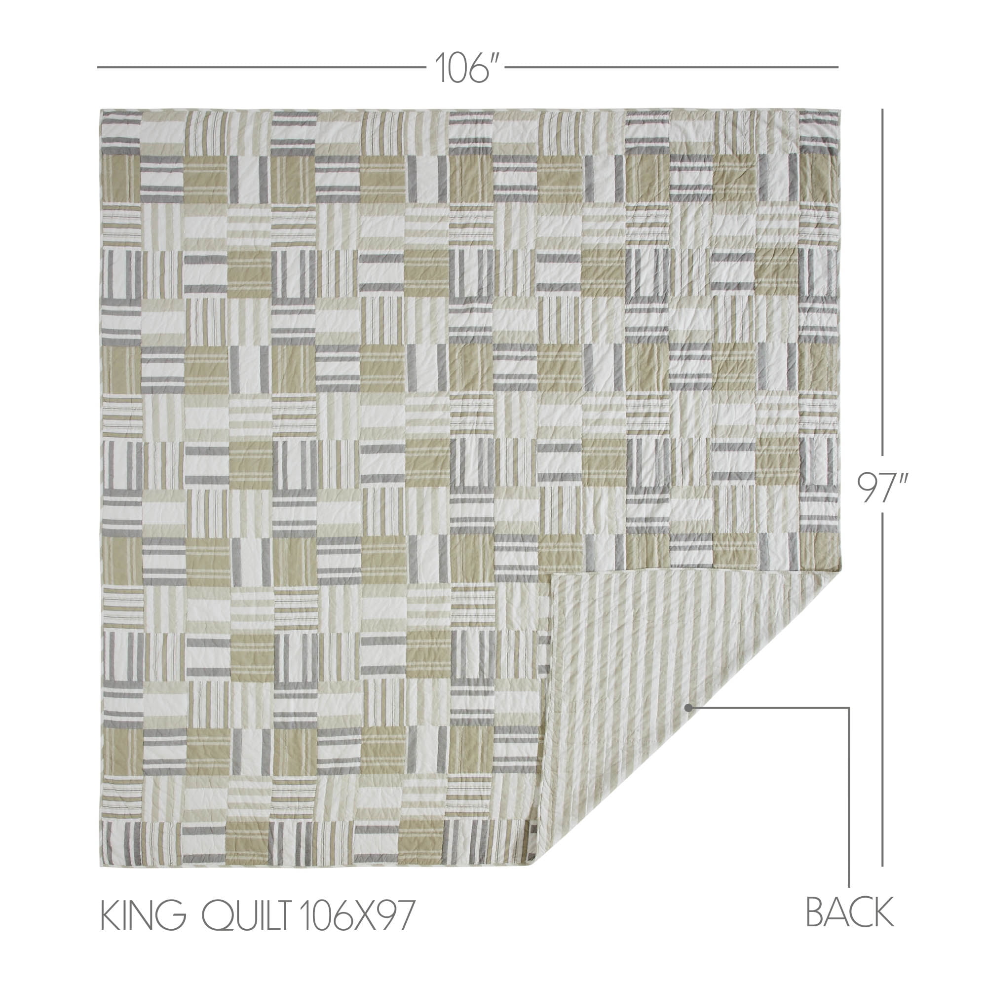VHC Brands Quilt King, Cotton Quilt, Country Bedding, Finders Keepers Collection, Size - 97x106, Soft White