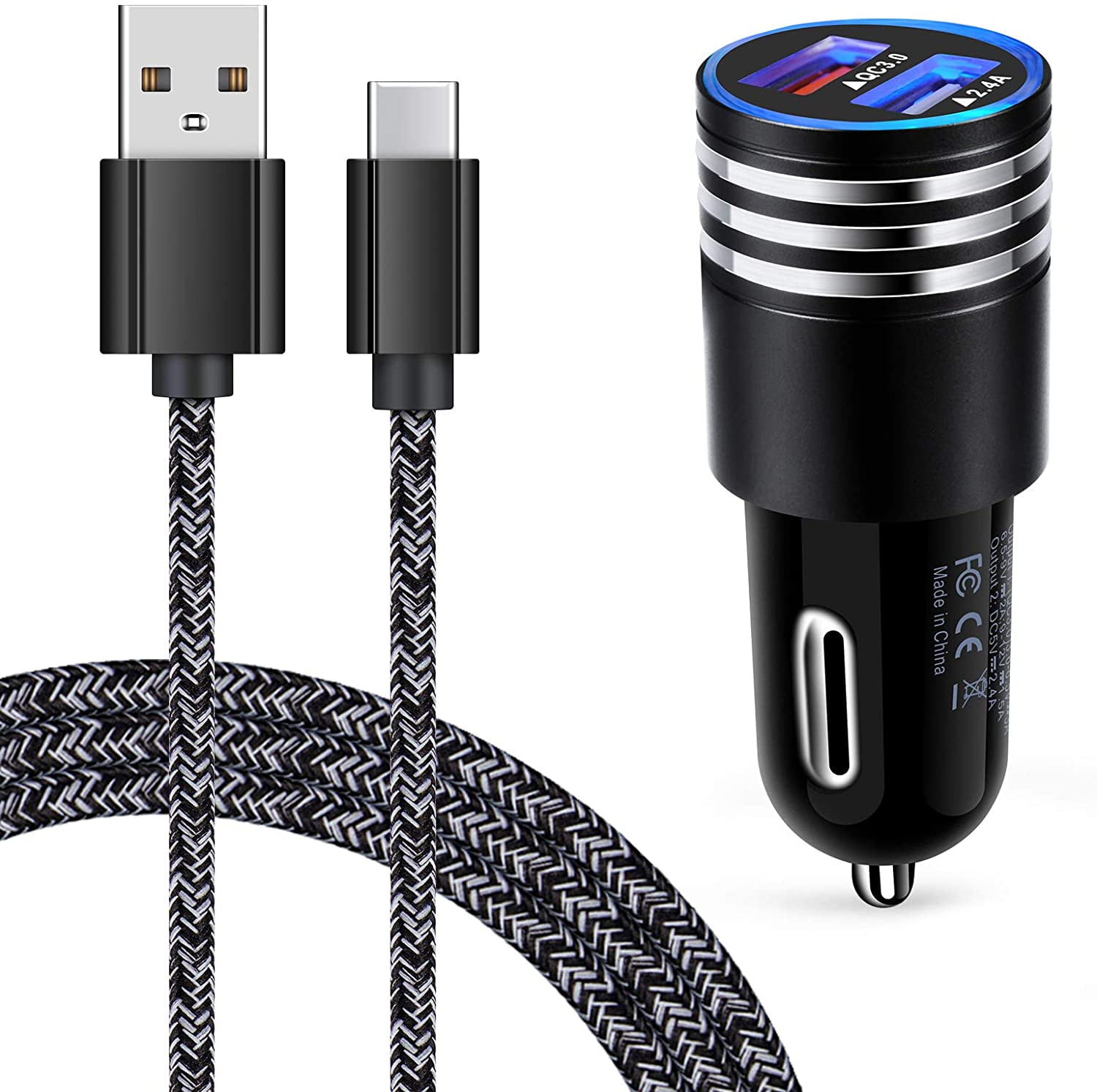 3FT 6FT USB C Cable QC 3.0 Fast Car Charger Block Wall Adapter Type C Fast Charger for Samsung Galaxy S21 S20 Note 21 20 Ultra/Plus S20 FE A12 A32 A42 A52 A72 A01 A10E A11 A20 A21 A50 A51 A70 A71 