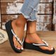 thumbnail image 4 of SAILING Mujer Rhinestone Tacón Inclinado Punta Abierta Zapatillas con Nudo De Lazo Zapatos con Clip Sandalias Cómodas Sandalias De Playa Cómodas Casuales Zapatos Flip Flop, 4 of 4