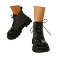 thumbnail image 2 of Womens Glitter Ankle Boots Lace Up Waterproof Combat Shoes (Black 41), 2 of 8