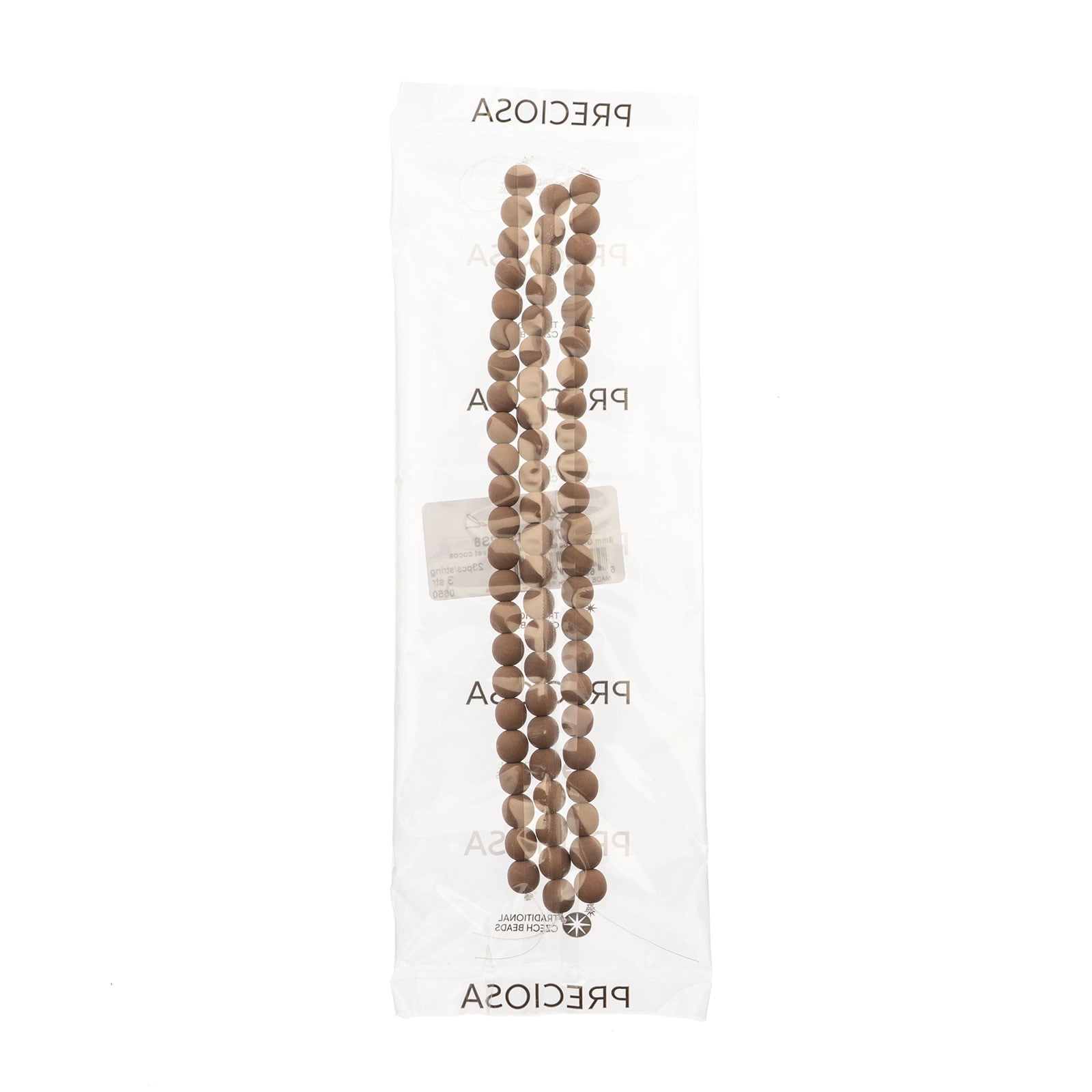 69pcs John Bead 8mm Czech Glass White Alabaster Velvet Cocoa Round Bead Strands for DIY Jewelry Making Crafts