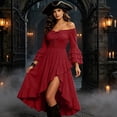 thumbnail image 5 of WAYUTE Pirate Costume for Women Off The Shoulder Flared Sleeve Solid Color Asymmetrical Ruffle A Line Dress Party Outfit Stylish Stage Performance, 5 of 5