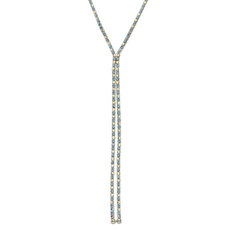 Sapphire Marquise Single X & O Rhodium Plated Crystal Single Row X-shape necklace in Light Sapphire and Crystal AB Combination *** ()