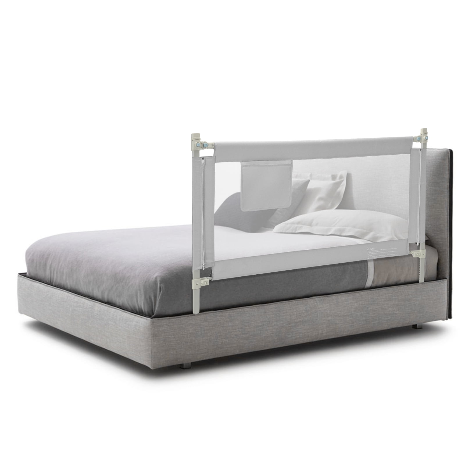 Infans 57" Bed Rails for Toddlers Vertical Lifting Baby Bed Rail Guard with Lock Grey