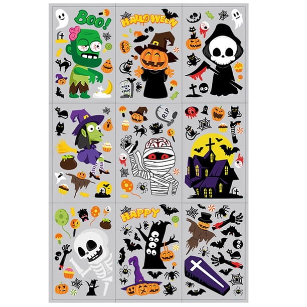 Pegatina De Pared De Pvc De Dibujos Animados De Halloween, Calcomanías De Ventana De Hueso De Cabeza De Calabaza, Pegatinas De Pared De Habitación Para Niños, Decoración Del Hogar De Festival 4 Uds. Speravity HA039986-01