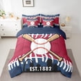 thumbnail image 2 of Homewish St.Lous Baseball City 7pcs Bedding Comforter Set,Red White Blue Queen Bedding Sets,Boys Ball Game Queen Sheet Sets For Kids,Luxury Bedroom Decor Reversible, 2 of 8