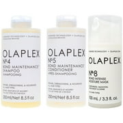 Olaplex No.4 Bond Maintenance Shampoo 8.5 oz & No.5 Conditioner 8.5 oz Combo Pack & Olaplex No. 8 Bond Intense Moisture Mask, 3.3 oz