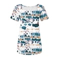 thumbnail image 6 of Xihbxyly Dress Shirts for Women, Women's Short Sleeve Tunic Shirt Pleated Mesh Blouses Summer Floral Tops Square Collar Loose Pleated Blouse Tunic Tops to Wear with Leggings #4, 6 of 6