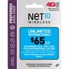 Net10 Wireless $65 Unlimited International 30 Day Plan Prepaid Card