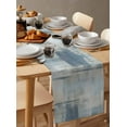 thumbnail image 6 of Ldtrchee Blue Beige Table Runner 60 Inches, Oil Painting Abstract Art Contemporary Bed Runner Dresser Scarves Tabletop for Indoor Outdoor Parties/Ceremony/Banquet, 13" x 60", 6 of 8