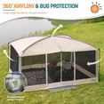 thumbnail image 3 of 13' x 9' Screen House Tent with Projection Mesh Gazebos Camping Tent for Outdoor Patios Backyards Beige, 3 of 10