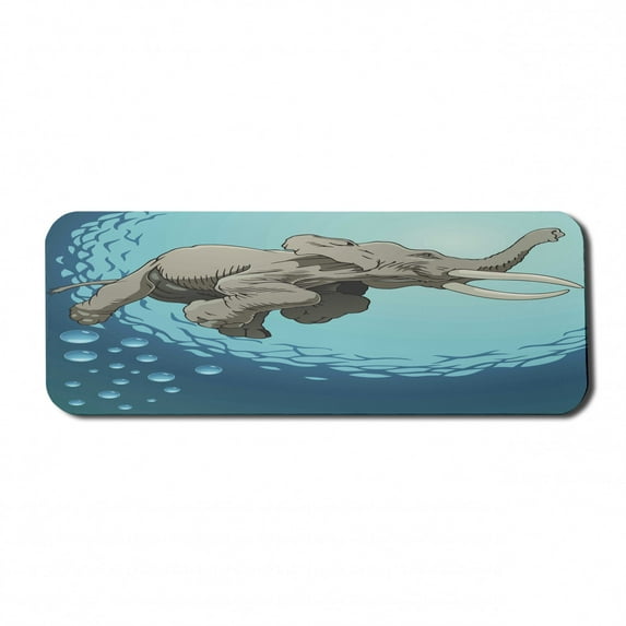 Animal Computer Mouse Pad, Giant Swimming in Ocean Water Humor Tropical Graphic, Rectangle Non-Slip Rubber Mousepad Large, 31" x 12" Gaming Size, Slate Blue Turquoise, by Ambesonne