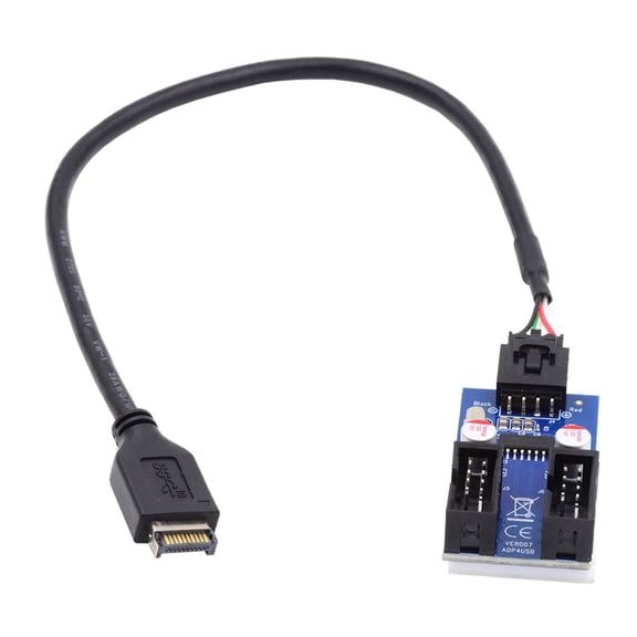 FVH USB 3.1 Front Panel Header Type-E to 4pin IDC Housing USB Type-A Male 1 to 2 Female Motherboard 9pin Header HUB Adapter Port Multiplier