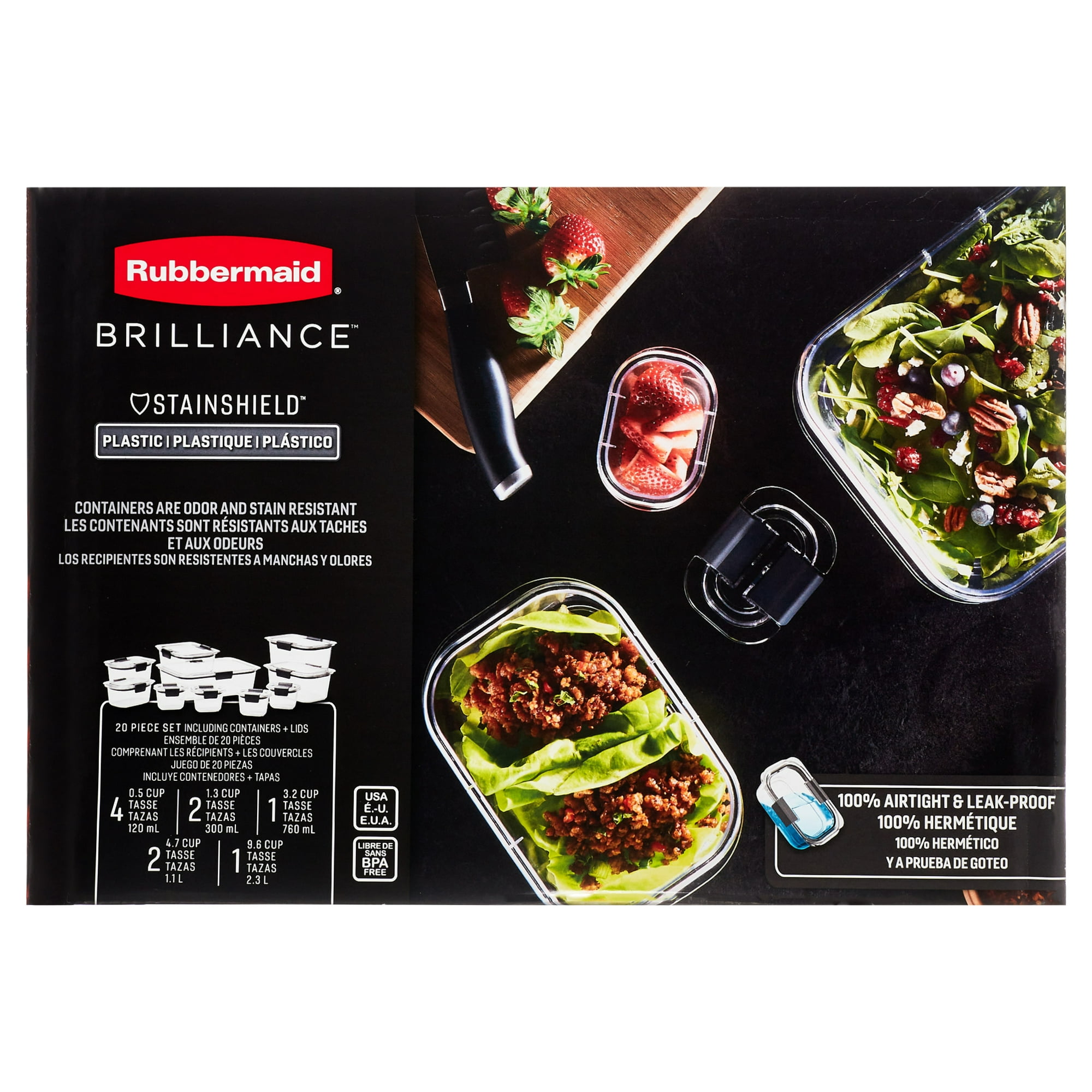 Rubbermaid Brilliance Food Storage Container Variety Set of 20