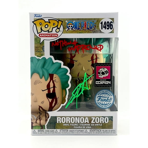 FUNKO POP! RORONOA ZORO 1496 CCXP EXCLUSIVE JVA & ENGLISH SIGNED COA