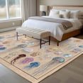 thumbnail image 4 of Ocean Jellyfish Area Rugs 5'x7', Washable Small Throw Rugs for Laundry Room Playroom, Vintage Colorful Coastal Animal Brown Indoor Outdoor Rug Non-Slip Low Pile Carpet Runner Reversible Floor Mats, 4 of 8
