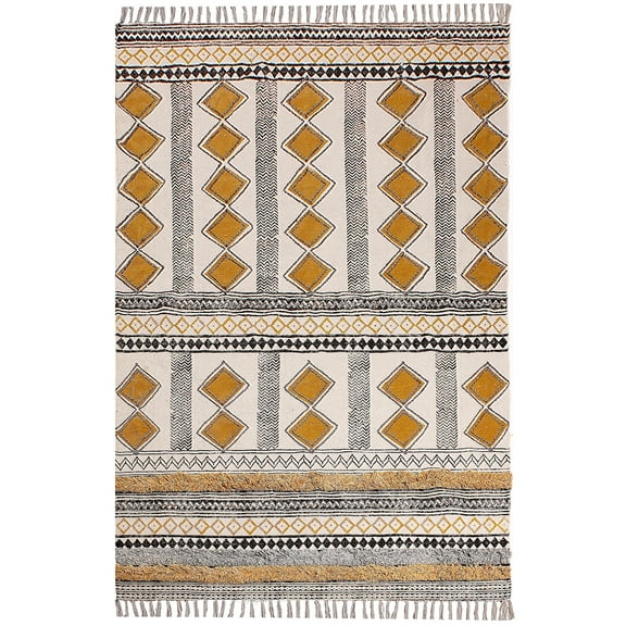 Casavani Indian Handmade Golden Rug Yoga Garden Carpet Hand 2x3 feet