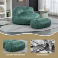 thumbnail image 3 of Bean Bag Sofa Chair, Cozy Floor Sofa with Ottoman, Bean Bag Chairs Accent Sofa Chair for Living Room Bedroom Apartment Gaming Reading Relaxing, Mint Green, 3 of 8