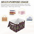 thumbnail image 6 of Yayeee Collapsible Storage Bin with Lid Fabric Closet Decorative Basket with Handles, Gold and Purple Floral Pattern, 6 of 7