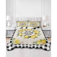thumbnail image 3 of Quilts Twin Size, Summer Lemon Soft Comforter Bedding Set for Bed, Farmhouse Black Check Plaid Vintage Lightweight Quilted Bedspread with Pillow Cover(2 Pieces) for All Season, 68x86 Inch, 3 of 6