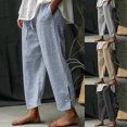 thumbnail image 5 of Xunlbb Women's Lightweight Summer Pants, Womens Summer Fashion Print Casual Elastic Waist Long Wide Leg Pants ,Khaki 2XL, 5 of 5