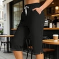 thumbnail image 6 of SBYOJLPB Women's Capris Pants Elastic Waist Drawstring Loose Casual Cropped Trousers with Pockets, 6 of 9