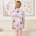 thumbnail image 4 of Silky Satin Kids' Pajama Set Breathable & Smooth Unisex Button-Down Pajamas Panda and Clouds Pattern, 4 of 8