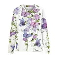 thumbnail image 4 of T-shirts à Manches Longues pour Femmes à Col Rond Imprimé Floral Tunique Blouse Décontractée Douce, 4 of 5