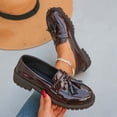 thumbnail image 2 of Hurxie British Style Women's Fashion Loafers, Patent Leather Tassel Loafers, Black Thick-Soled Loafers, Slip-on Thick-Soled Loafers Brown 39, 2 of 6