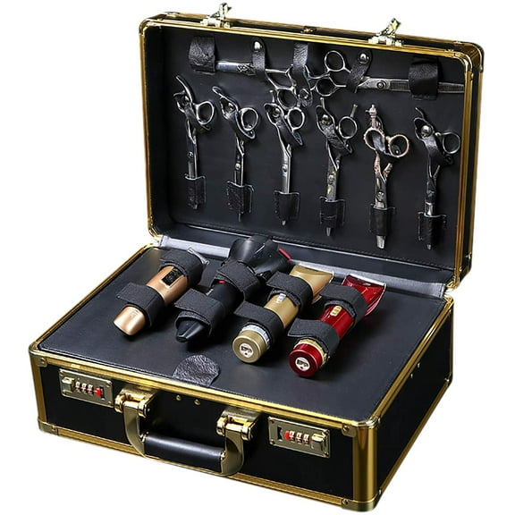 DENEST Barber Carrying Case Barber Tool Kits Travel Carry Case for Hairdresser Gold