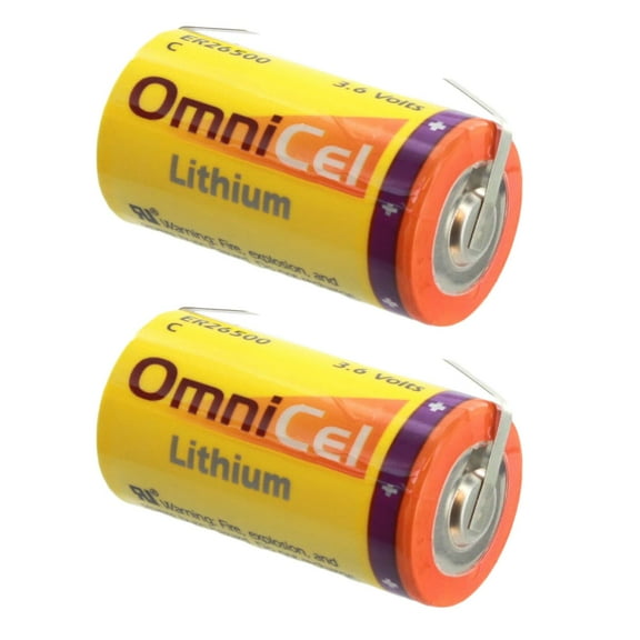 2x OmniCel ER26500 3.6V 8.5Ah Sz C Lithium Battery Tabs Utility Telematics