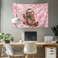 thumbnail image 2 of SEANATIVE Strawberry Sloth Wall Tapestry for Bedroom Small Tapestry for Living Room Pink Wall Hanging Tapestry Decorative Mini Dorm Room Tapestry Small Wall Hanging Tapestry, 2 of 6