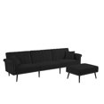 thumbnail image 4 of Convertible Sectional Sofa Bed,Modern Upholstered L Shaped Sofa Couch with Movable Ottoman,Velvet Futon Sleeper Sofa with Nailhead Trim and Solid Wood Legs for Living Room Apartment Office,Black, 4 of 7