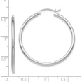 thumbnail image 2 of 10K White Gold Polished 2mm Lightweight Tube Hoop Earrings - 35mm, 2 of 4