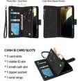 thumbnail image 3 of Wallet Case Compatible with iPhone 17 Pro Max, 6 Card Holder with RFID Blocking, PU Leather Zipper Flip Wallet Pocket, Kickstand, Wrist Strap | Protective Phone Cover for 17 Pro Max, Black, 3 of 13