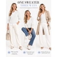 thumbnail image 5 of QUALFORT Women’s V-Neck Cable Knit Sweater, Lightweight Long Sleeve Pullover, Off White, Size L, 5 of 7