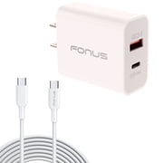 6ft Long Cable Fast Type-C 36W PD Home Charger USB-C Power Cord QC3.0 Adapter Wall for Microsoft Surface Go (10") - Motorola One, Moto Z4 Z3 Play Z2 Play Z Play Droid Force Droid, Revvlry Plus