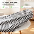 thumbnail image 2 of Flannel Backed Vinyl Round Tablecloth with Elastic Edge, Fits 45"-56" Tables, Heavy Duty Wipeable Table Cover for Picnic Patio, Black White, 2 of 7