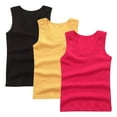 thumbnail image 2 of CYRBOKO Girls Tank Tops, Crewneck 3-Pack Cotton Soft Sleeveless Tops Pink Size 9-10 T, 2 of 3